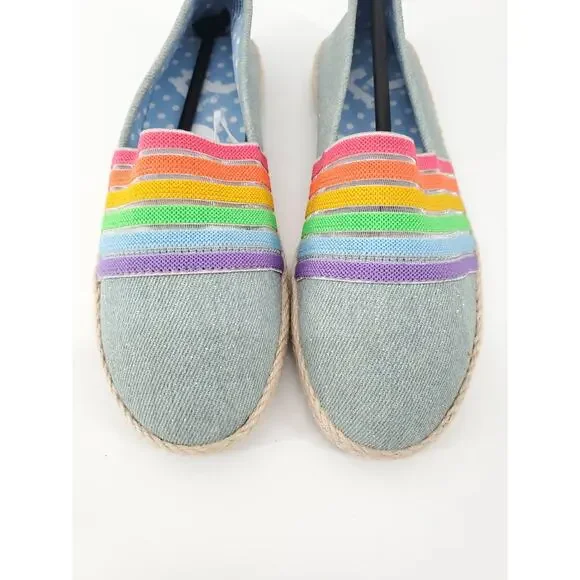 Report Kid Blue Denim Glitter Rainbow Slip-On Espadrilles - 13 - Picture 5 of 7